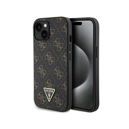 Guess iPhone 14 Plus/15 Plus black hardcase 4G Triangle Metal Logo