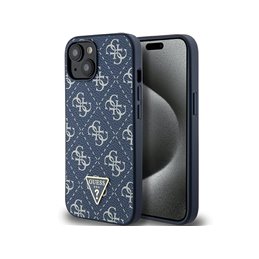 Guess iPhone 14 Plus/15 Plus blue hardcase 4G Triangle Metal Logo