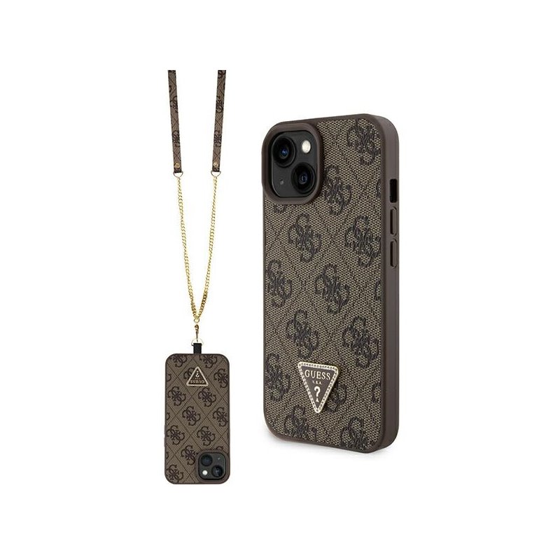 Guess iPhone 14 Plus/15 Plus brown hardcase Crossbody 4G Metal Logo Guess iPhone 14 Plus/15 Plus brown hardcase Crossbody 4G Metal Logo