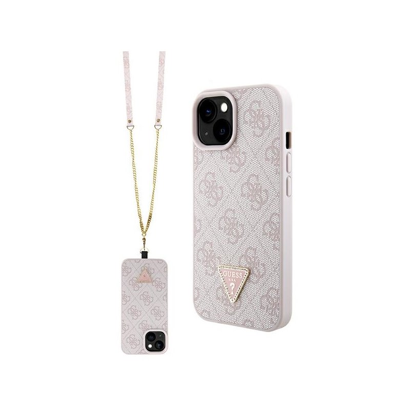 Guess iPhone 14 Plus/15 Plus pink hardcase Crossbody 4G Metal Logo Guess iPhone 14 Plus/15 Plus pink hardcase Crossbody 4G Metal Logo