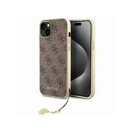 Guess iPhone 14 Plus/15 Plus brown hardcase 4G Charms Collection