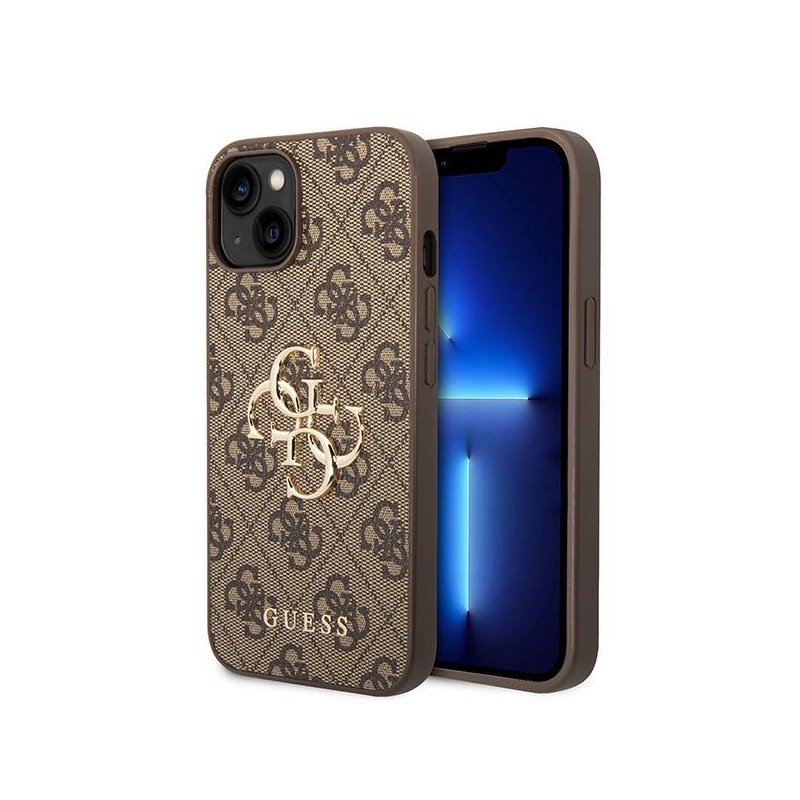 Guess iPhone 14 Plus/15 Plus brown hardcase 4G Big Metal Logo Guess iPhone 14 Plus/15 Plus brown hardcase 4G Big Metal Logo