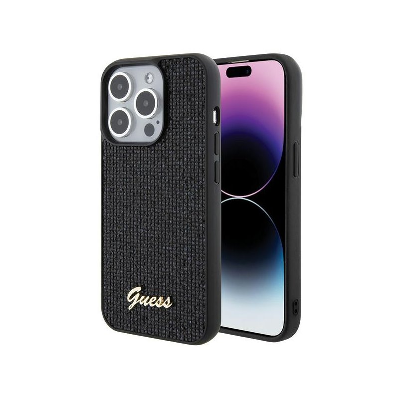 Guess iPhone 15 Pro black hardcase Disco Metal Script