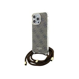 Guess iPhone 15 Pro brown hardcase Crossbody Cord 4G Print