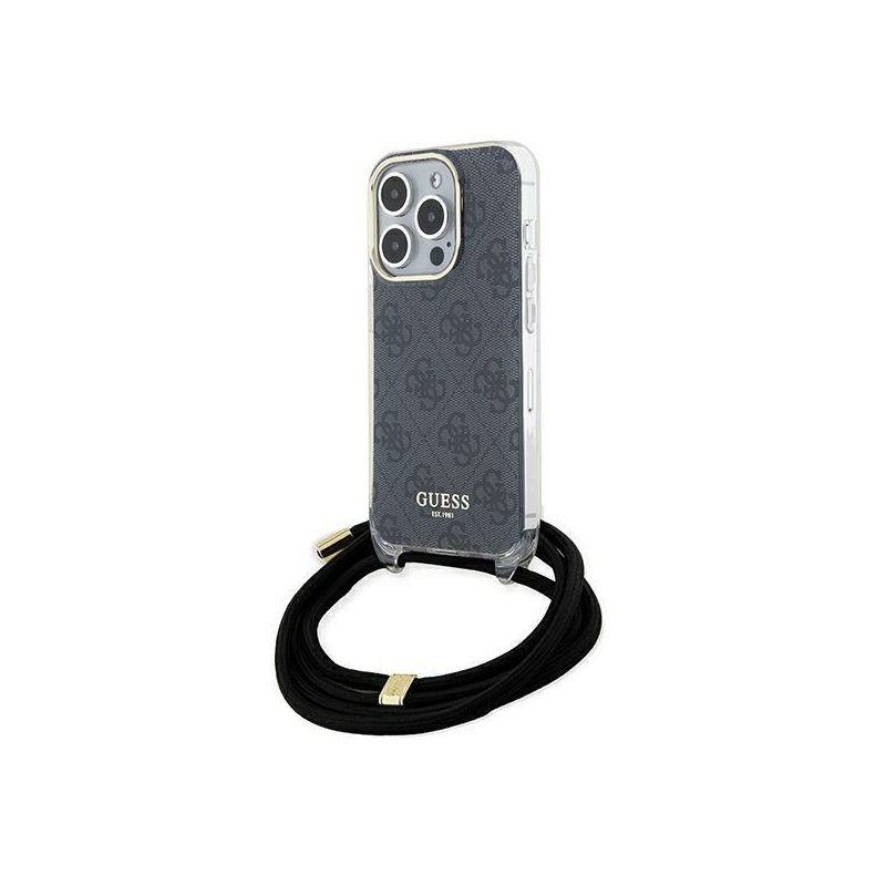 Guess iPhone 15 Pro black hardcase Crossbody Cord 4G Print Guess iPhone 15 Pro black hardcase Crossbody Cord 4G Print