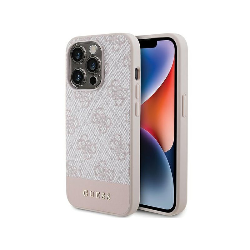Guess iPhone 15 Pro pink hardcase 4G Stripe Collection Guess iPhone 15 Pro pink hardcase 4G Stripe Collection