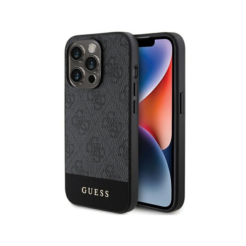 Guess iPhone 15 Pro grey hardcase 4G Stripe Collection Guess iPhone 15 Pro grey hardcase 4G Stripe Collection