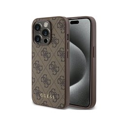 Guess iPhone 15 Pro brown hardcase 4G Metal Gold Logo