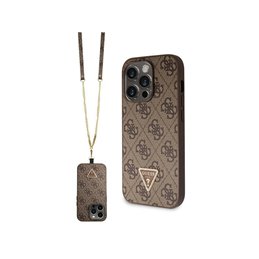 Guess iPhone 14 Pro Max brown hardcase Crossbody 4G Metal Logo