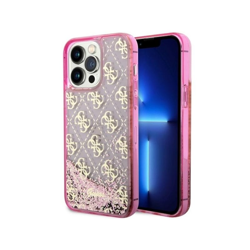 Guess iPhone 14 Pro Max pink hardcase Liquid Glitter 4G Transculent Guess iPhone 14 Pro Max pink hardcase Liquid Glitter 4G Transculent