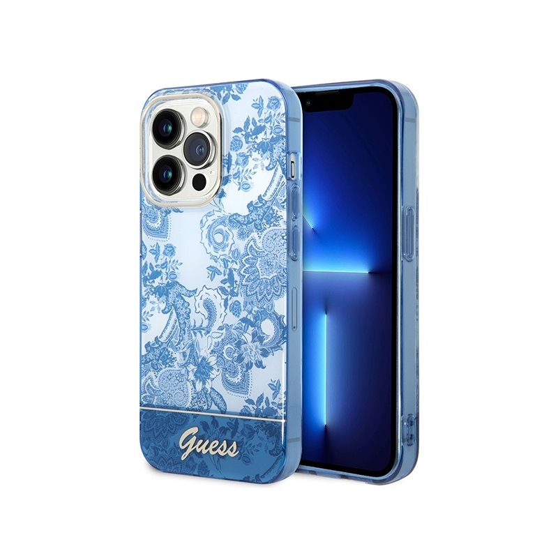 Guess iPhone 14 Pro Max blue hardcase Porcelain Collection