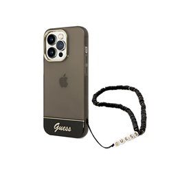 Guess iPhone 14 Pro Max black hardcase Translucent Pearl Strap