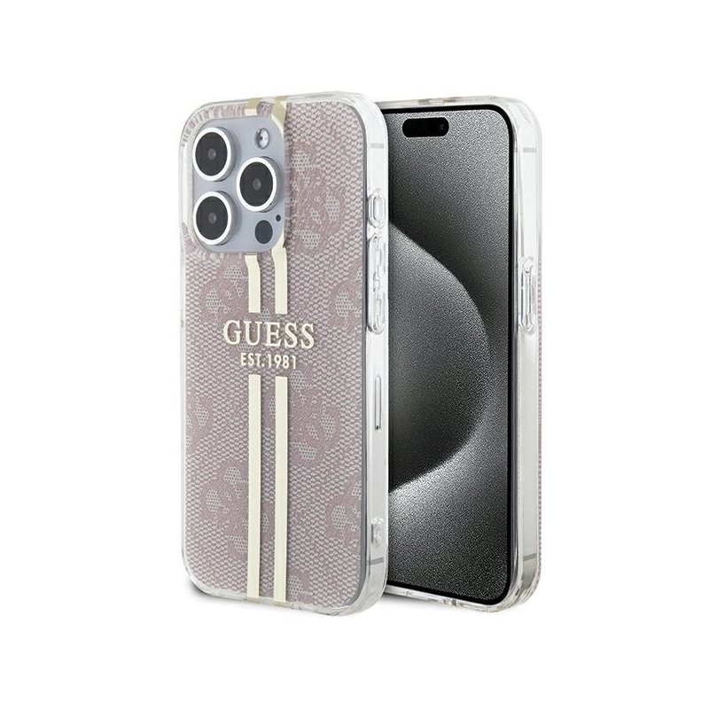 Guess iPhone 14 Pro Max pink hardcase IML 4G Gold Stripe Guess iPhone 14 Pro Max pink hardcase IML 4G Gold Stripe