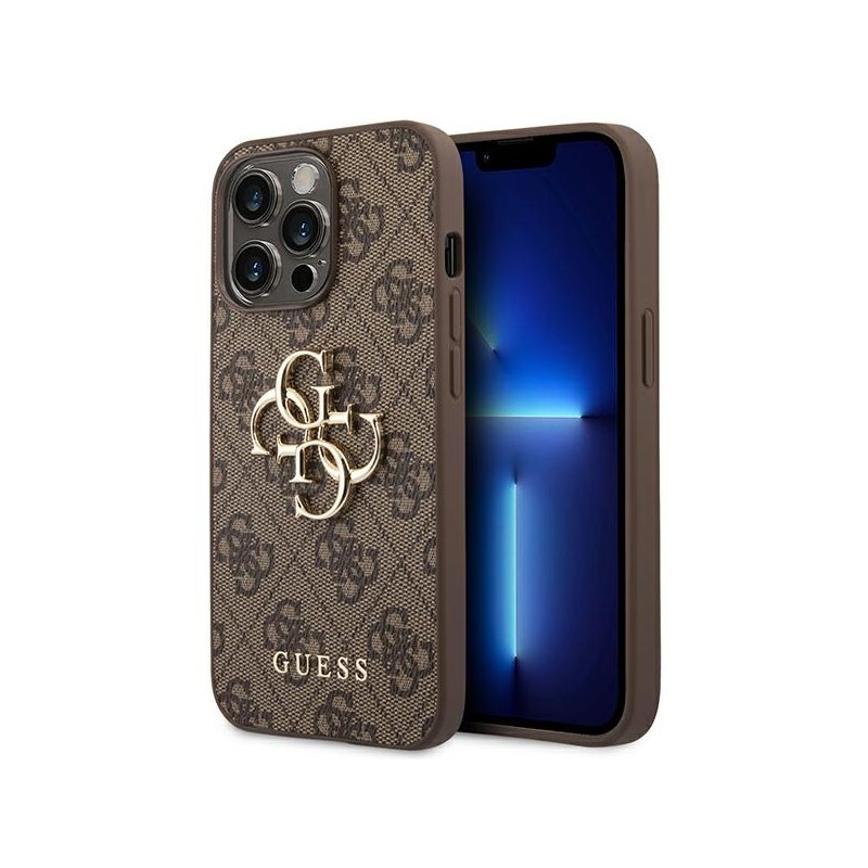 Guess iPhone 14 Pro Max brown hardcase 4G Big Metal Logo