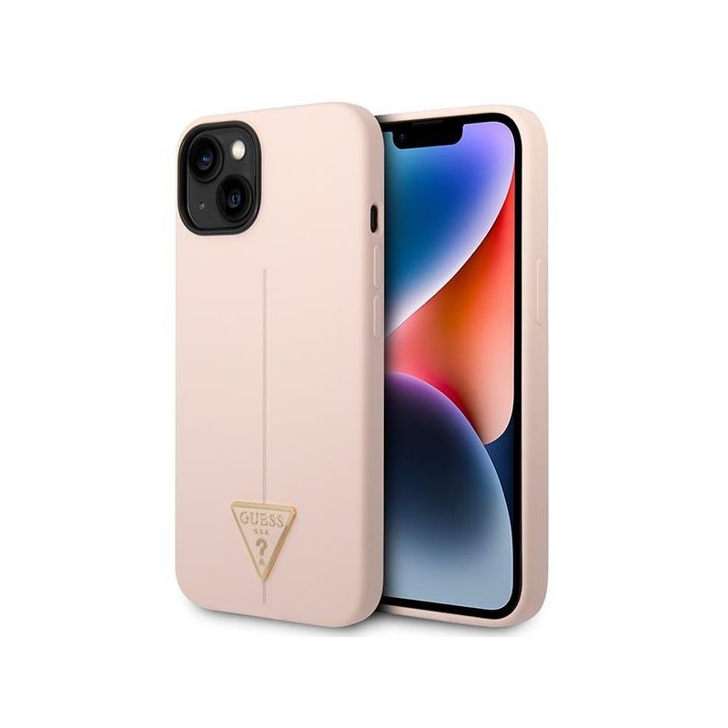 Guess iPhone 13/14/15 pink hardcase Silicone Triangle Guess iPhone 13/14/15 pink hardcase Silicone Triangle