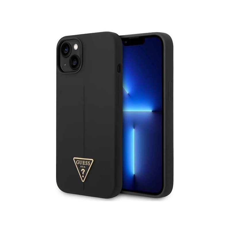 Guess iPhone 14 Plus/15 Plus black hardcase Silicone Triangle Guess iPhone 14 Plus/15 Plus black hardcase Silicone Triangle