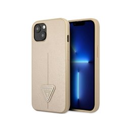 Guess iPhone 14 Plus/15 Plus beige hardcase SaffianoTriangle Logo