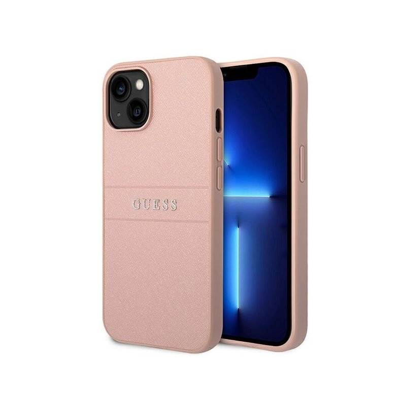 Guess iPhone 14 Plus/15 Plus pink Saffiano Strap