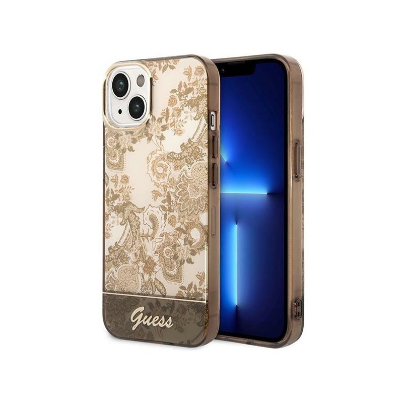 Guess iPhone 14 Plus/15 Plus ochre hardcase Porcelain Collection