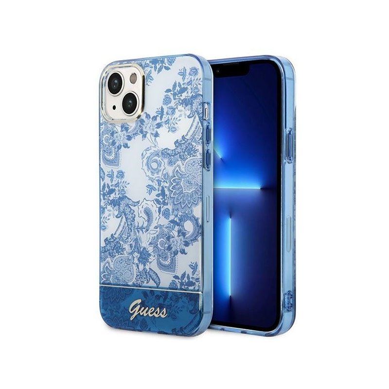 Guess iPhone 14 Plus/15 Plus blue hardcase Porcelain Collection