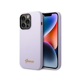Guess iPhone 14 Pro purple hardcase Silicone Vintage Gold Logo