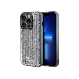 Guess iPhone 14 Pro silver hardcase Sequin Script Metal