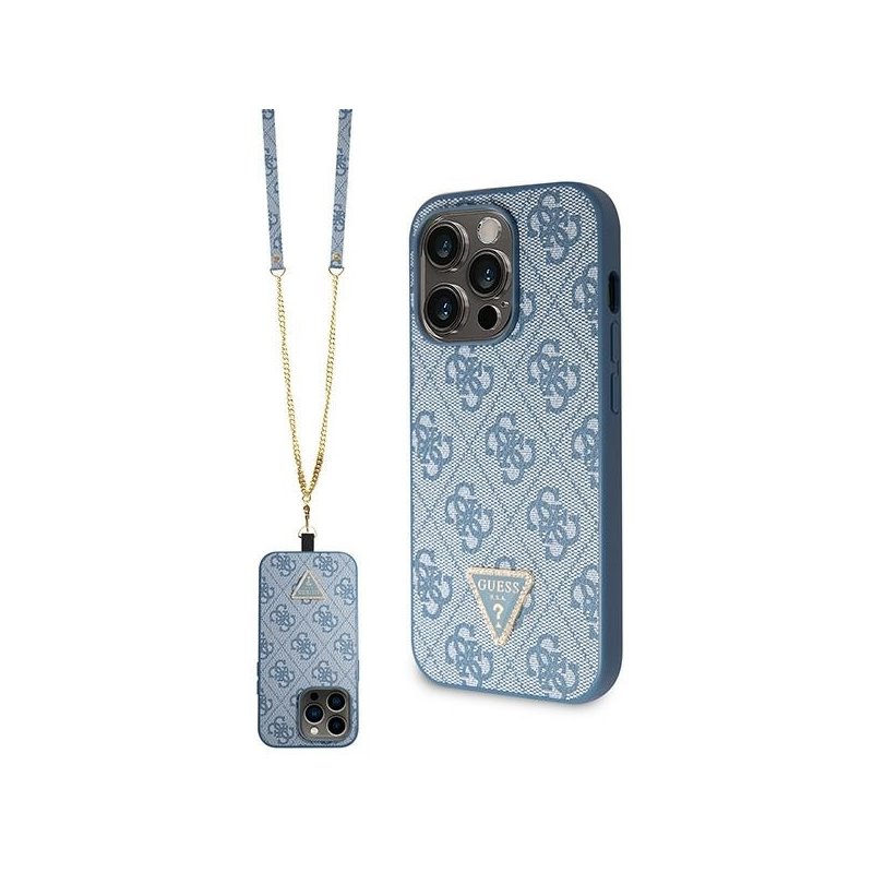 Guess iPhone 14 Pro blue hardcase Crossbody 4G Metal Logo Guess iPhone 14 Pro blue hardcase Crossbody 4G Metal Logo