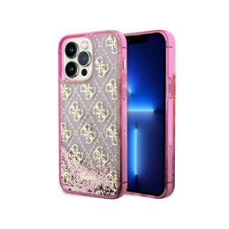 Guess iPhone 14 Pro pink hardcase Liquid Glitter 4G Transculent