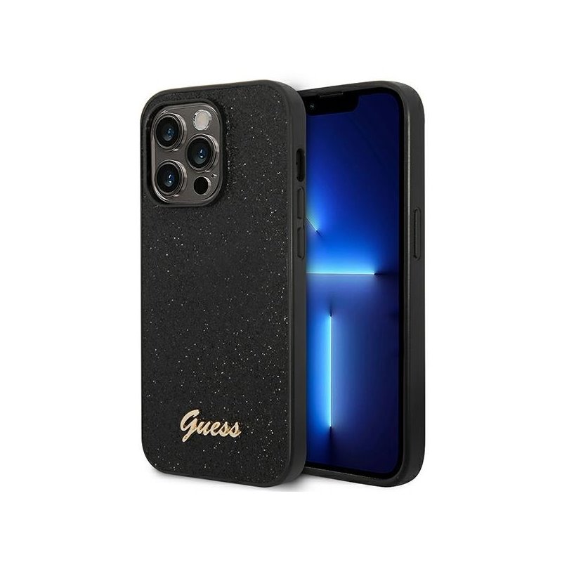 Guess iPhone 14 Pro black hardcase Glitter Script