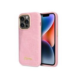 Guess iPhone 14 Pro pink hardcase Croco Collection