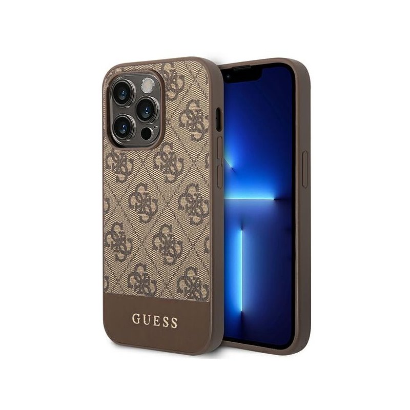Guess iPhone 14 Pro brown hardcase 4G Stripe Collection Guess iPhone 14 Pro brown hardcase 4G Stripe Collection