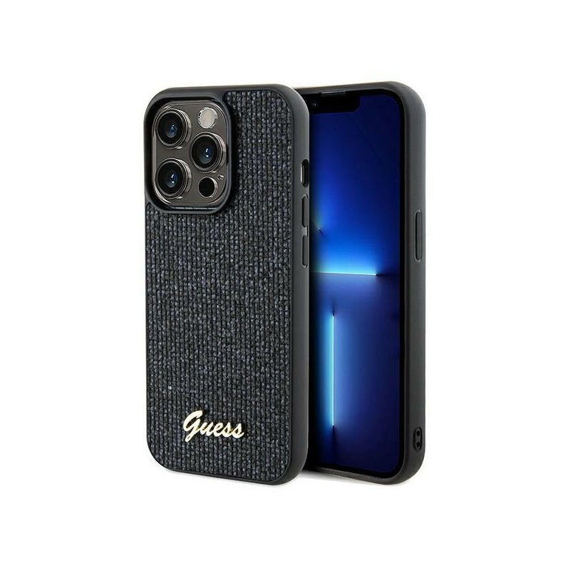 Guess iPhone 13 Pro Max black hardcase Disco Metal Script