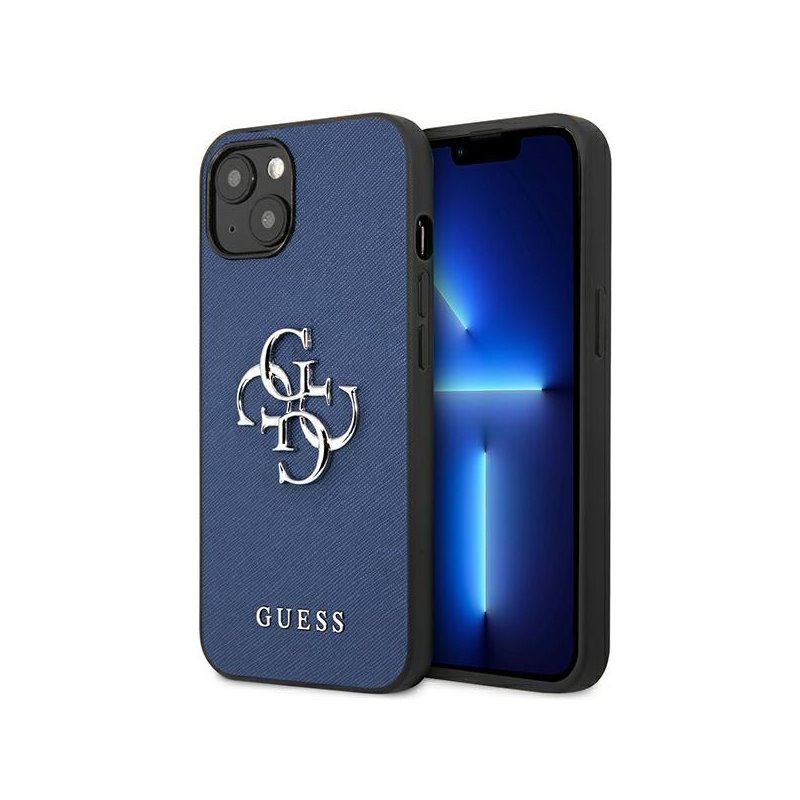 Guess iPhone 13 mini blue hardcase Saffiano 4G Metal Logo Guess iPhone 13 mini blue hardcase Saffiano 4G Metal Logo