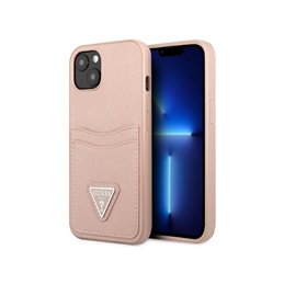 Guess iPhone 13 mini pink hardcase SaffianoTriangle Logo Cardslot