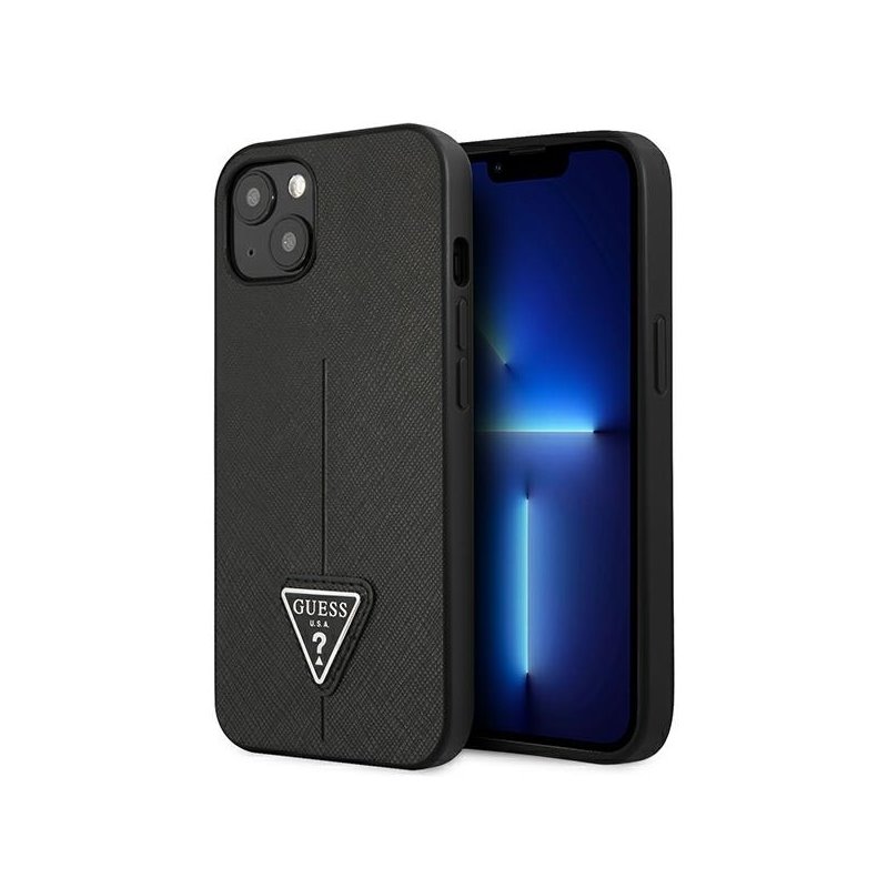 Guess iPhone 13 mini black hardcase SaffianoTriangle Logo Guess iPhone 13 mini black hardcase SaffianoTriangle Logo