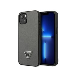 Guess iPhone 13 mini silver hardcase SaffianoTriangle Logo