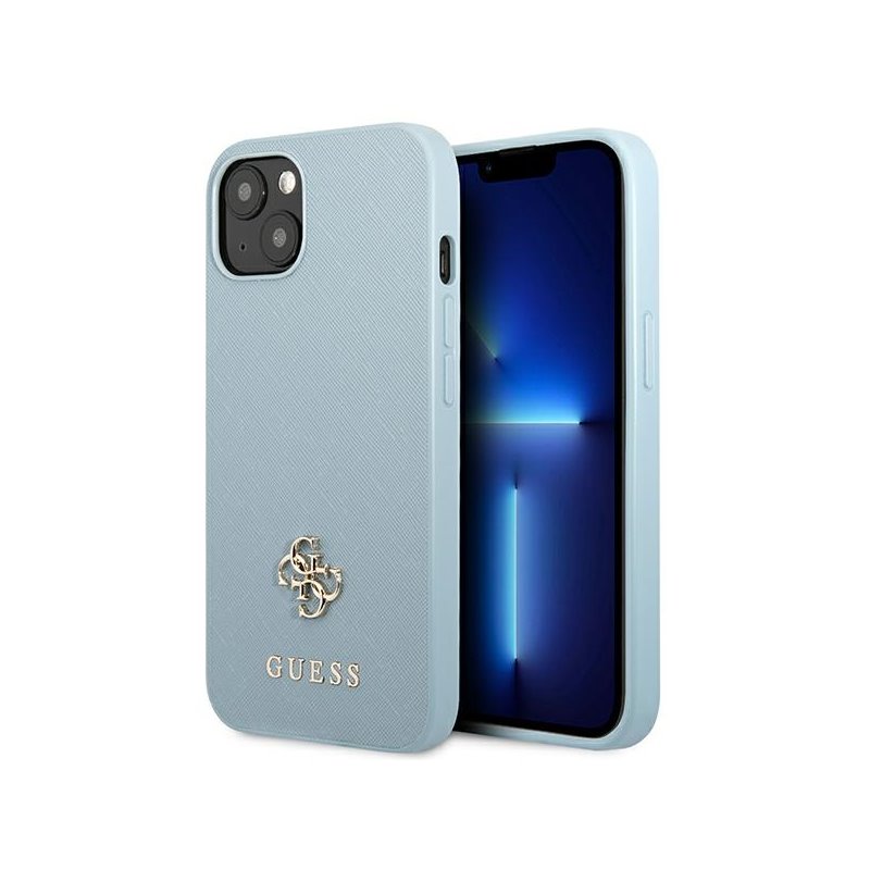 Guess iPhone 13 mini blue hardcase Saffiano 4G Small Metal Logo