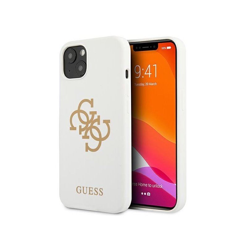 Guess iPhone 13 mini white hardcase Silicone 4G Logo Guess iPhone 13 mini white hardcase Silicone 4G Logo