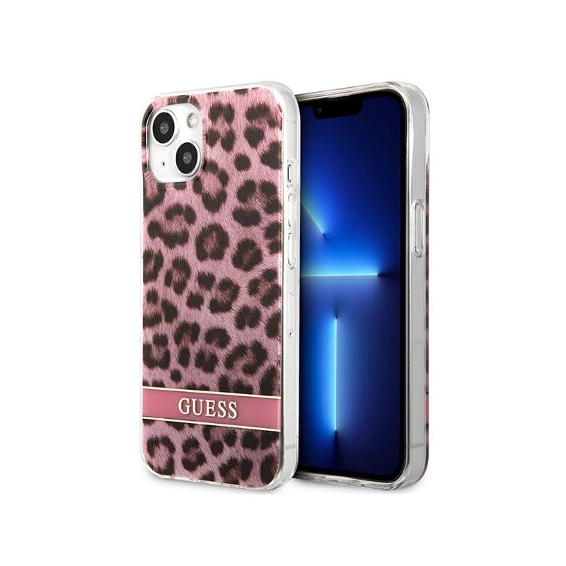 Guess iPhone 13 mini pink hardcase Leopard