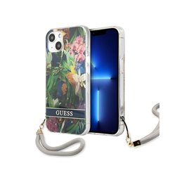 Guess iPhone 13 blue hardcase Flower Strap