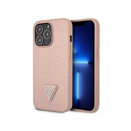 Guess iPhone 13/13 Pro pink hardcase SaffianoTriangle Logo