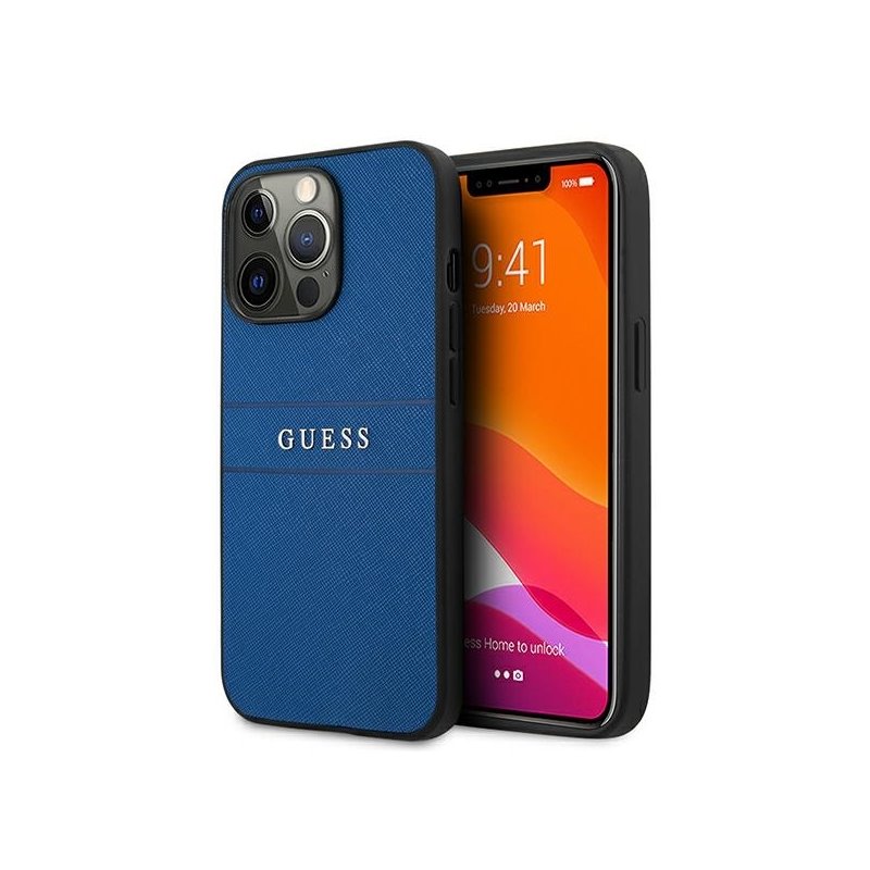 Guess iPhone 13/13 Pro blue Saffiano Strap