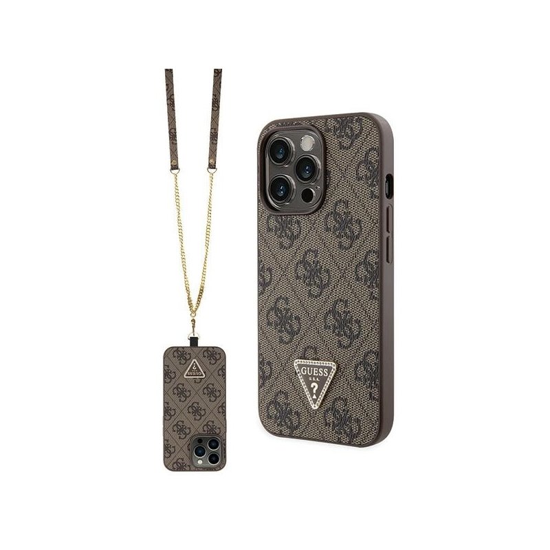 Guess iPhone 13/13 Pro brown hardcase Crossbody 4G Metal Logo Guess iPhone 13/13 Pro brown hardcase Crossbody 4G Metal Logo