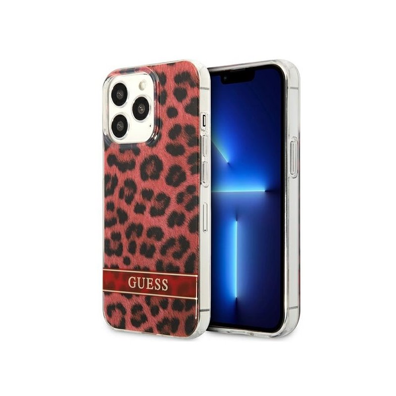 Guess iPhone 13/13 Pro red hardcase Leopard