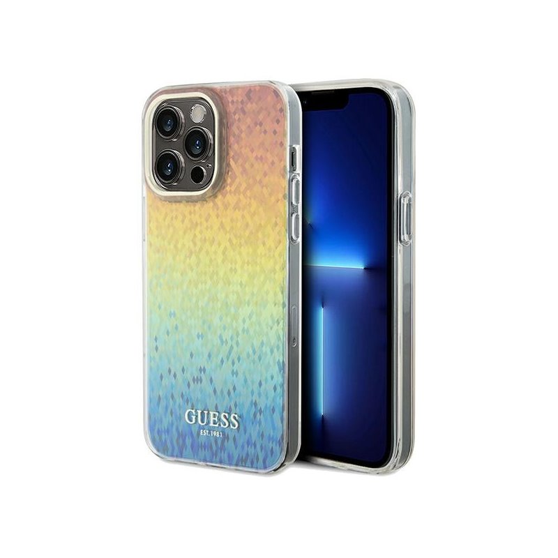 Guess iPhone 13/13 Pro hardcase IML Faceted Mirror Disco Iridescent Guess iPhone 13/13 Pro hardcase IML Faceted Mirror Disco Iridescent