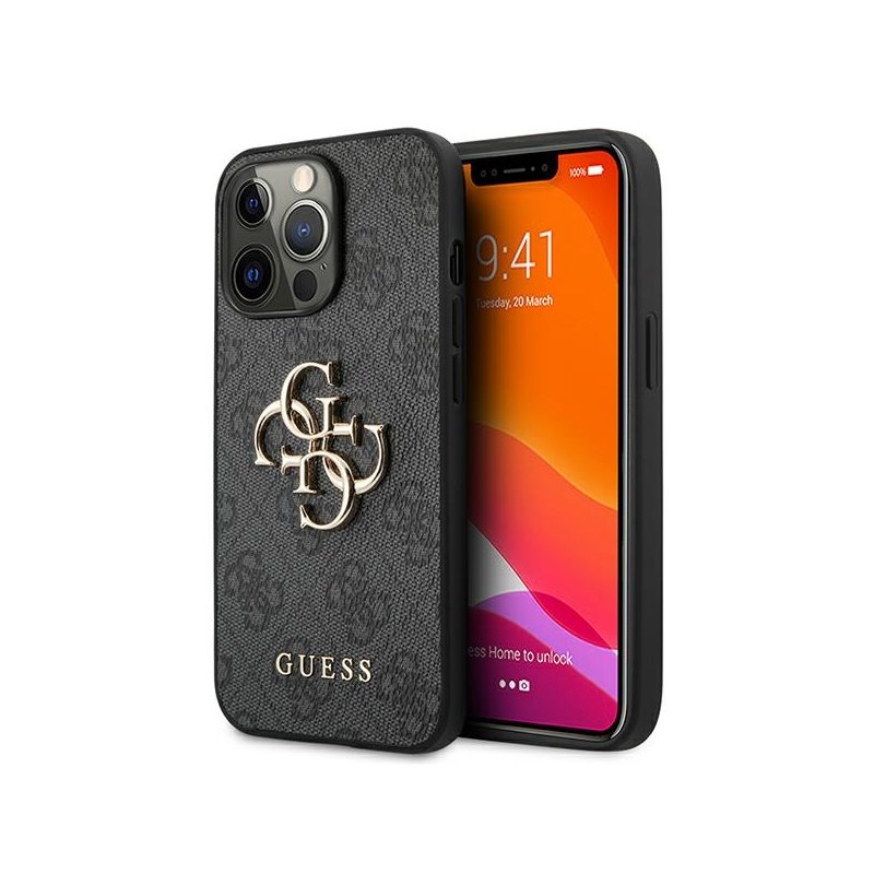 Guess iPhone 13/13 Pro grey hardcase 4G Big Metal Logo Guess iPhone 13/13 Pro grey hardcase 4G Big Metal Logo