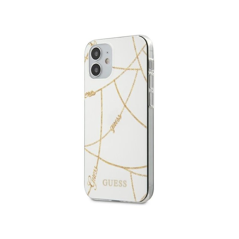Guess iPhone 12 mini white hardcase Gold Chain Collection