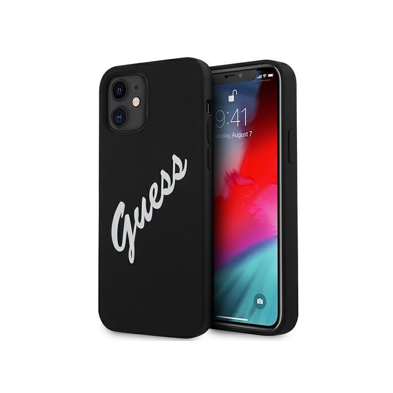Guess iPhone 12 mini black white hardcase Silicone Vintage Guess iPhone 12 mini black white hardcase Silicone Vintage
