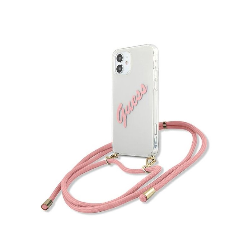 Guess iPhone 12 mini pink hardcase Script Vintage Guess iPhone 12 mini pink hardcase Script Vintage