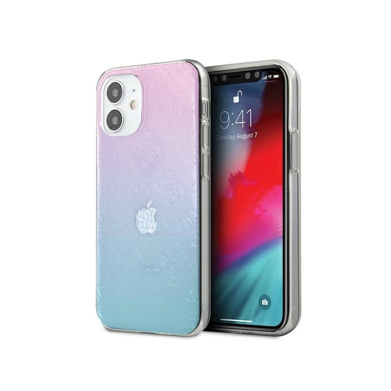 Guess iPhone 12 mini blue & pink hardcase 4G 3D Pattern Collection